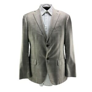 Napoli di Nordstrom Brown & Blue Plaid EThomas Wool Silk Blazer Mens Size 42L